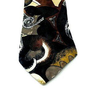 Dino Collection Mens Necktie TIE Black Tan Burgund